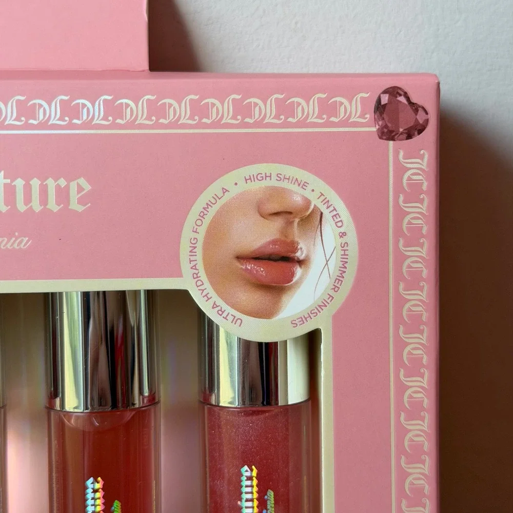 New Juicy Couture 5 Pck Lip Gloss Tinted Shimmer Oil Set Makeup Hydrating Pink